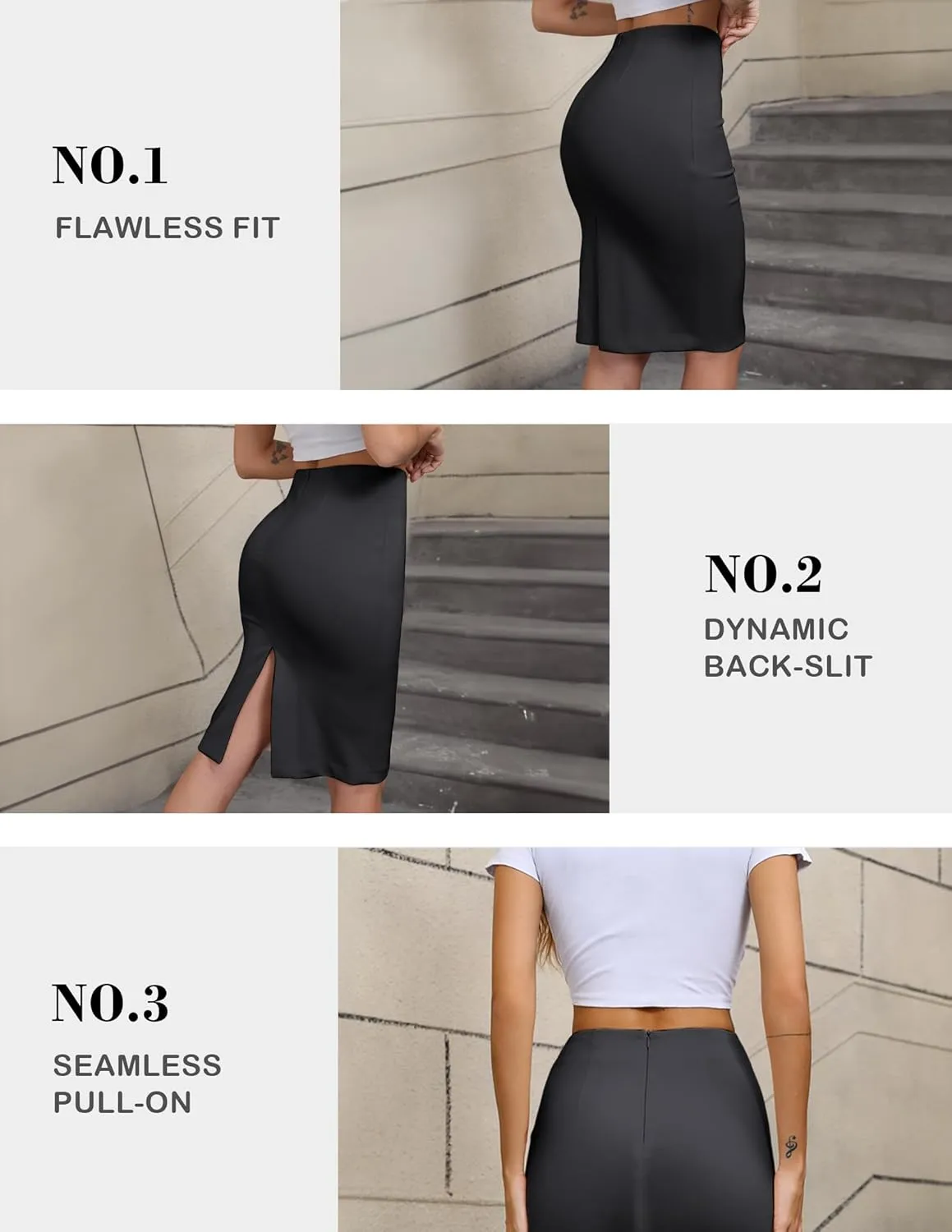 Women's High Waist Pencil Suit Skirt 2024 Stretch Below Knee for Work Formal Slim Skirt