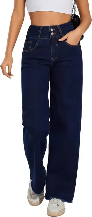 Women's High Waisted Wide Leg Flare Bell Bottom Jeans Buttom Fly Denim Pants Bootcut Jeans