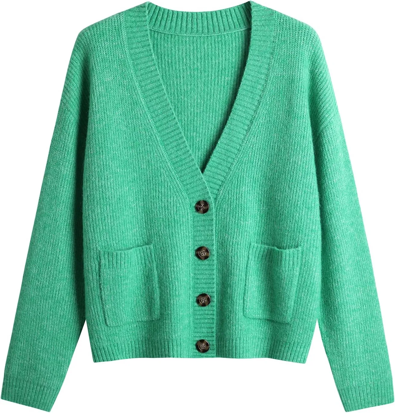 Women's Knit Cardigans Open Front Long Sleeve V Neck Button Down Loose Cardigan Sweaters Cable Knit Outwear Coats