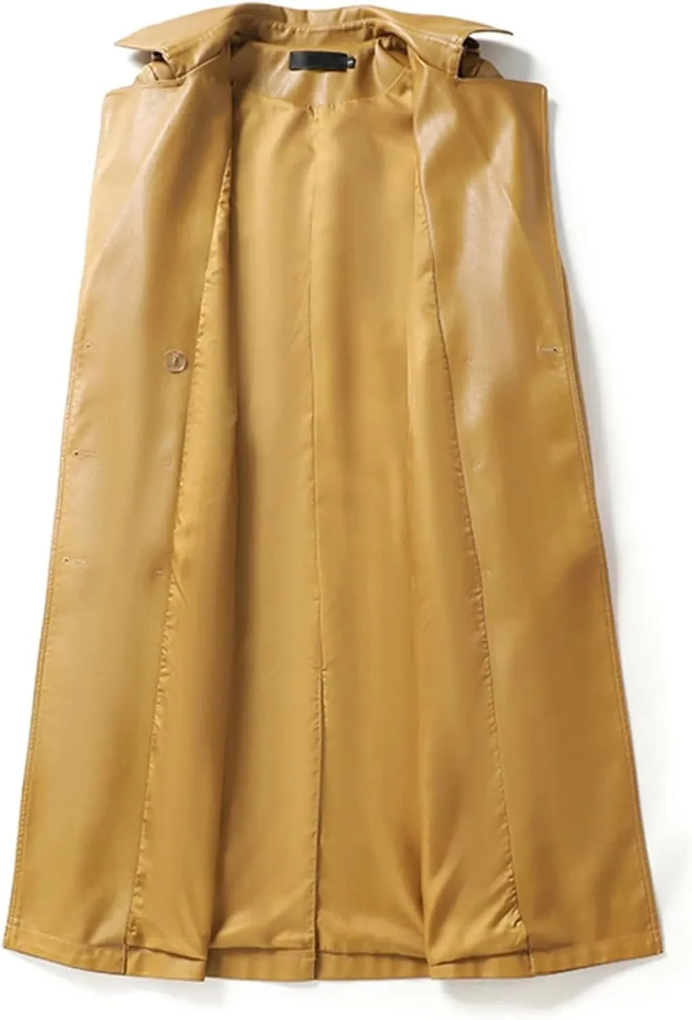 Women's Lambskin Leather Trench Coat - Double-Breasted Winter Mid-Length Real Lambskin Leather Coats With Belt