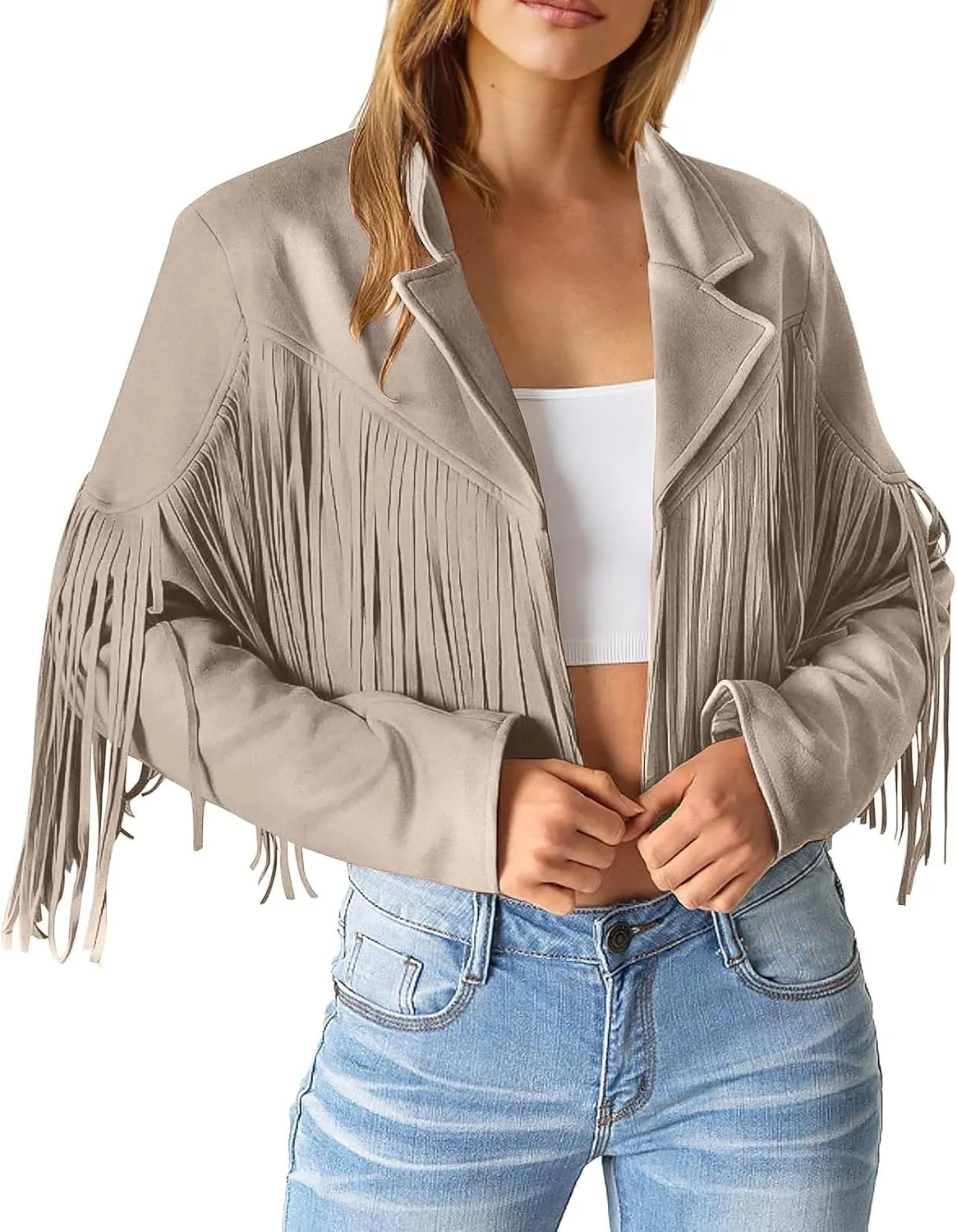 Women's Light Jackets Oversized Zipper Tassel Motorcycle Cropped Coats Windbreaker Warm Coat Lapel Cropped Fashion