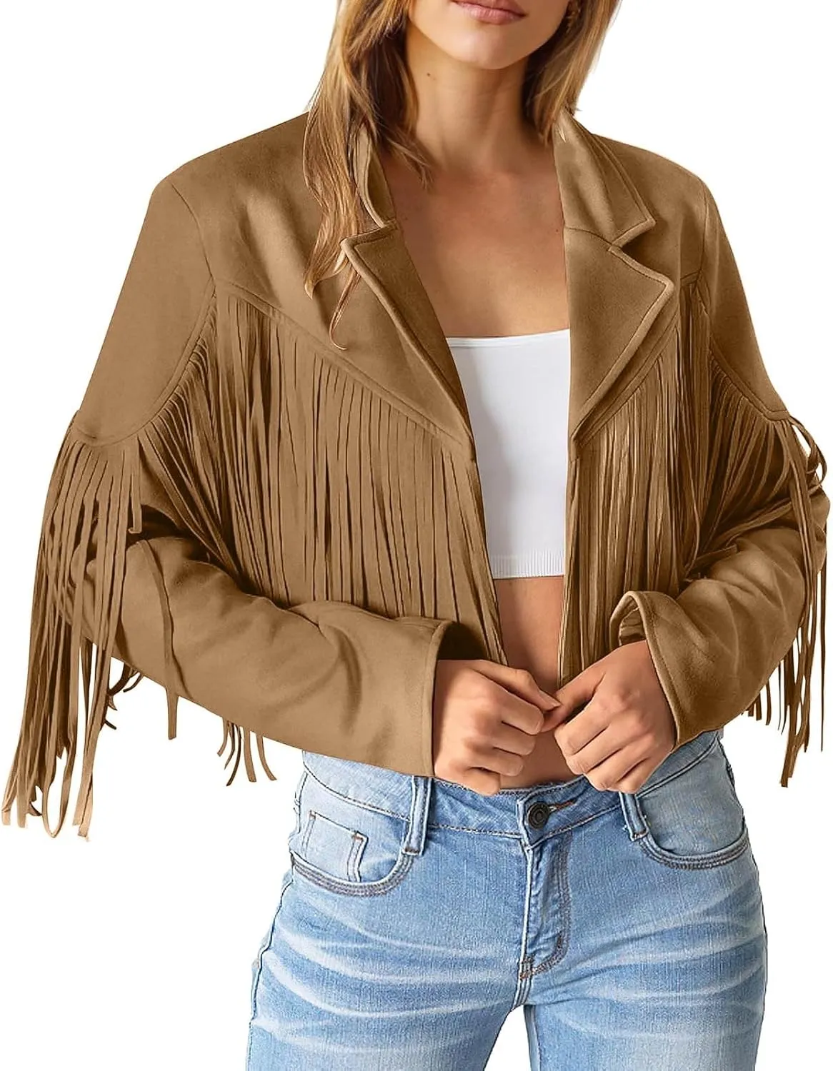 Women's Light Jackets Oversized Zipper Tassel Motorcycle Cropped Coats Windbreaker Warm Coat Lapel Cropped Fashion