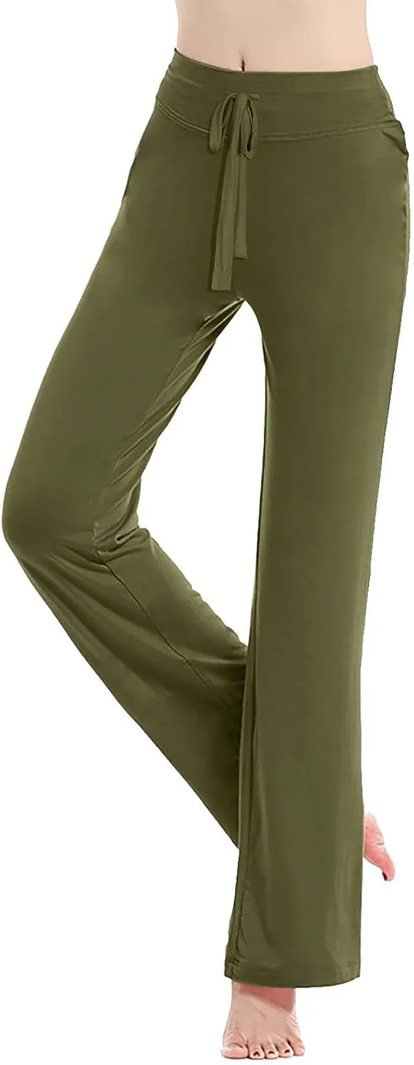 Women's Loose High Waist Wide Leg Yoga Pants Workout Leggings Casual Modal Long Trousers Gym Pants