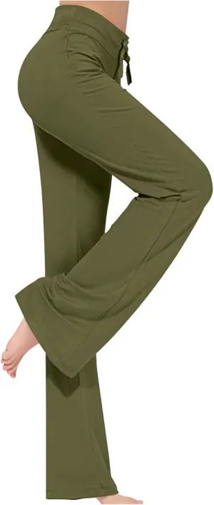 Women's Loose High Waist Wide Leg Yoga Pants Workout Leggings Casual Modal Long Trousers Gym Pants
