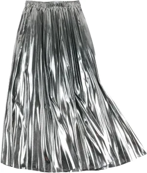 Women's Midi Skirts Casual Glossy Pleated Elastic High Waisted Party Event Site Long Skirts
