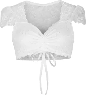 Women's Oktoberfest Shirts Traditional Authentic Dirndl Blouse Fashion Bavarian Costume Beer Garden Lace Crop Tops