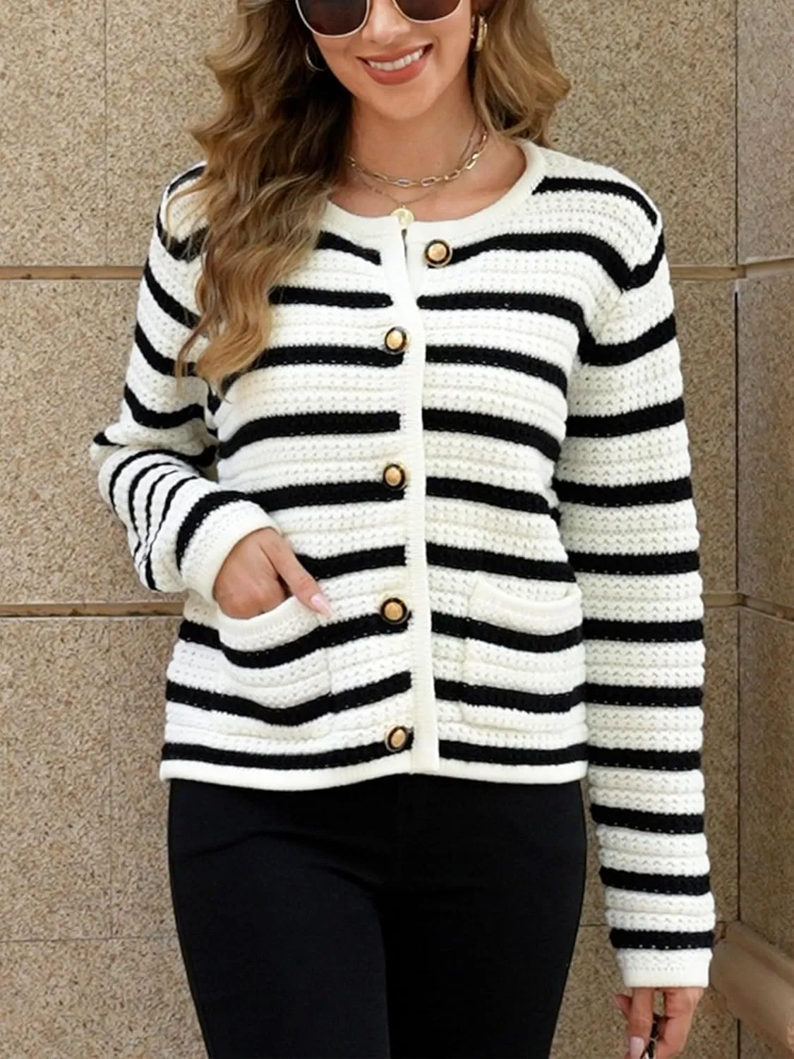 Womens Open Front Cardigan Sweaters 2025 Spring Button Down Long Sleeve Chunky Knit Cardigans