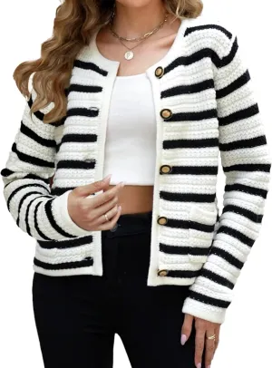 Womens Open Front Cardigan Sweaters 2025 Spring Button Down Long Sleeve Chunky Knit Cardigans