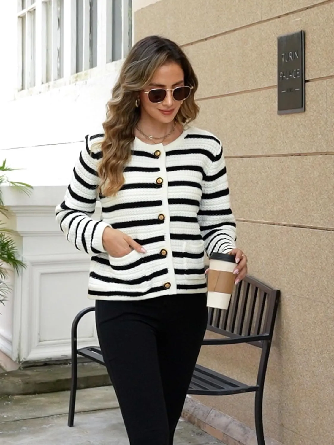 Womens Open Front Cardigan Sweaters 2025 Spring Button Down Long Sleeve Chunky Knit Cardigans