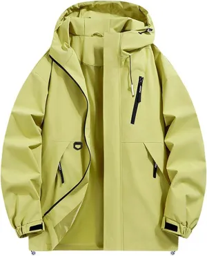Women's Outdoor Lightweight Hooded Waterproof Jacket Zipper Pocket Windcheater Yoga Hiking Jacket Trench Coats