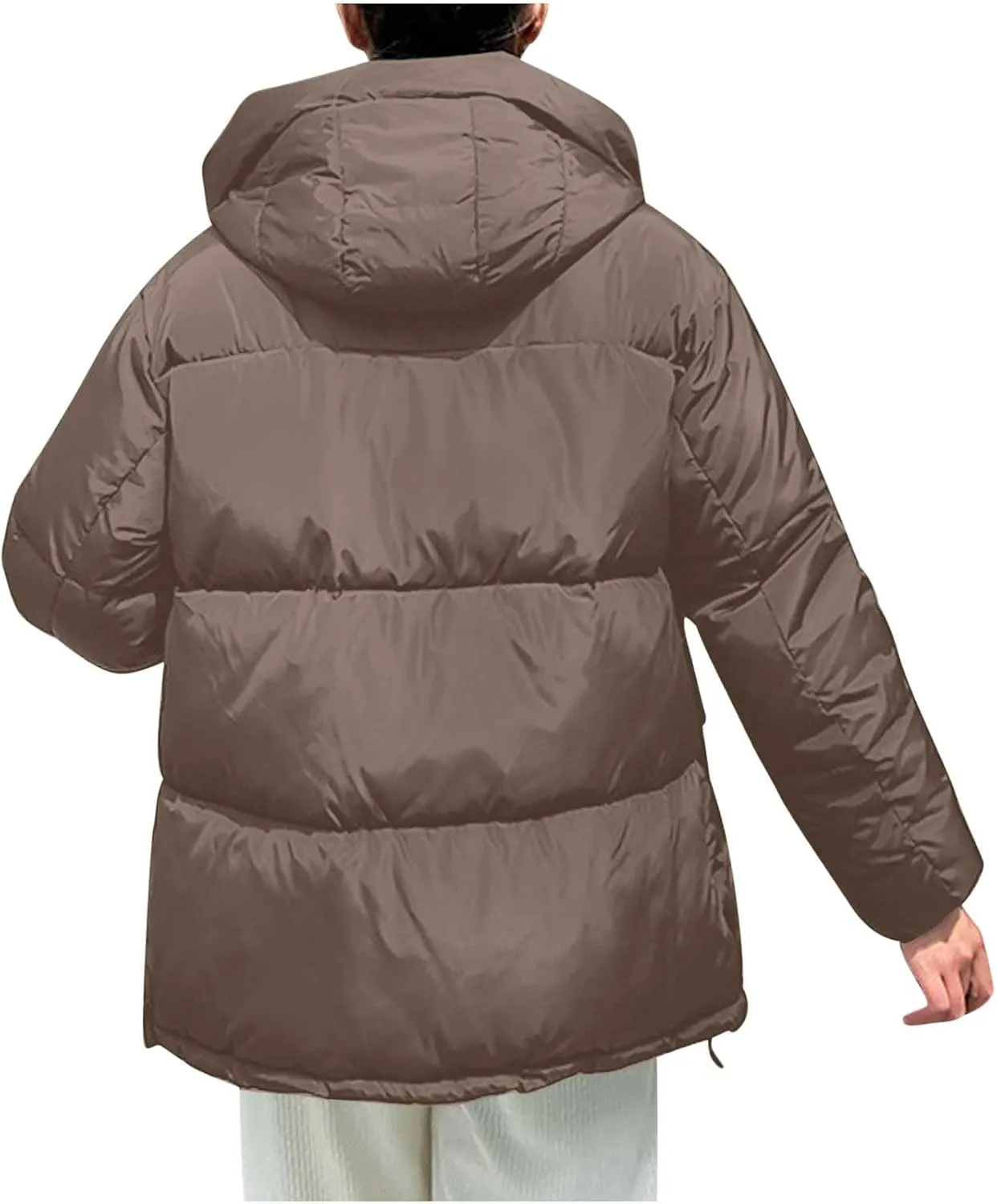 Womens Oversized Puffer Jackets Winter Thicken Quilted Trench Coat Zip Up Padded Puffy Down Jacket Outerwear