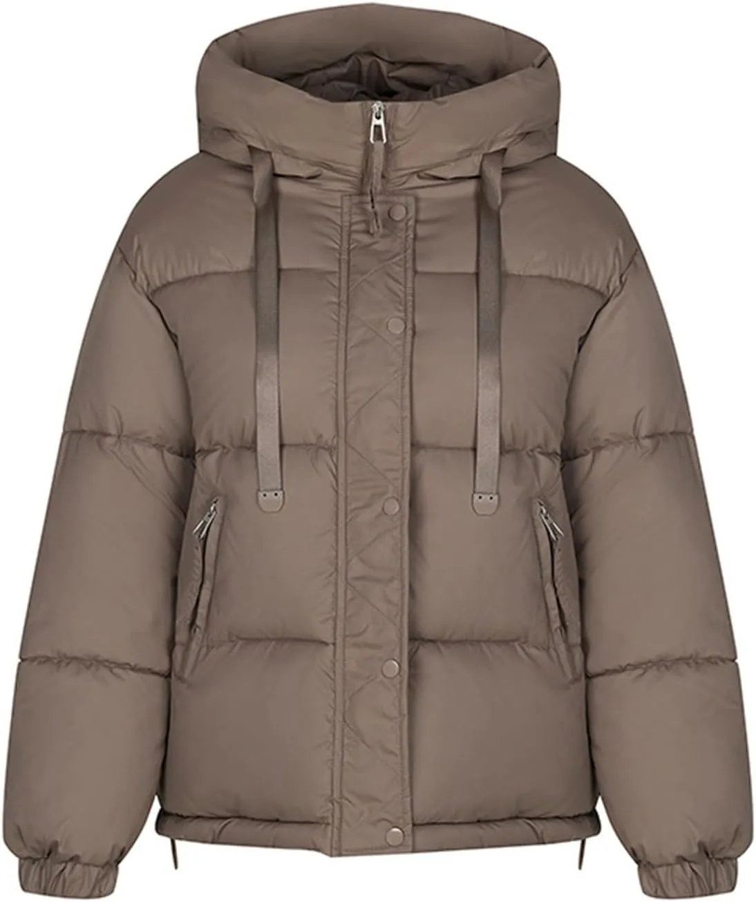 Womens Oversized Puffer Jackets Winter Thicken Quilted Trench Coat Zip Up Padded Puffy Down Jacket Outerwear