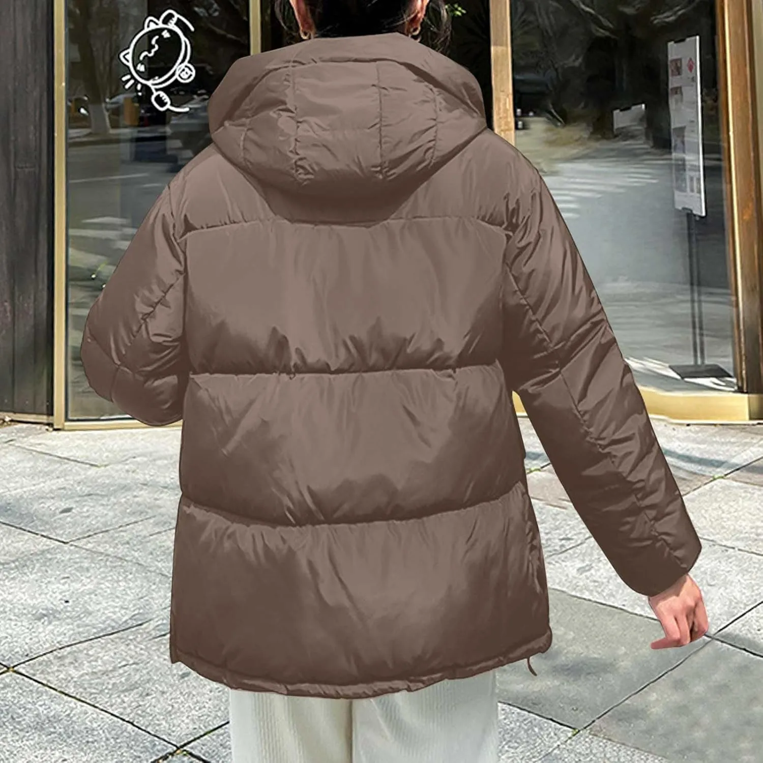 Womens Oversized Puffer Jackets Winter Thicken Quilted Trench Coat Zip Up Padded Puffy Down Jacket Outerwear