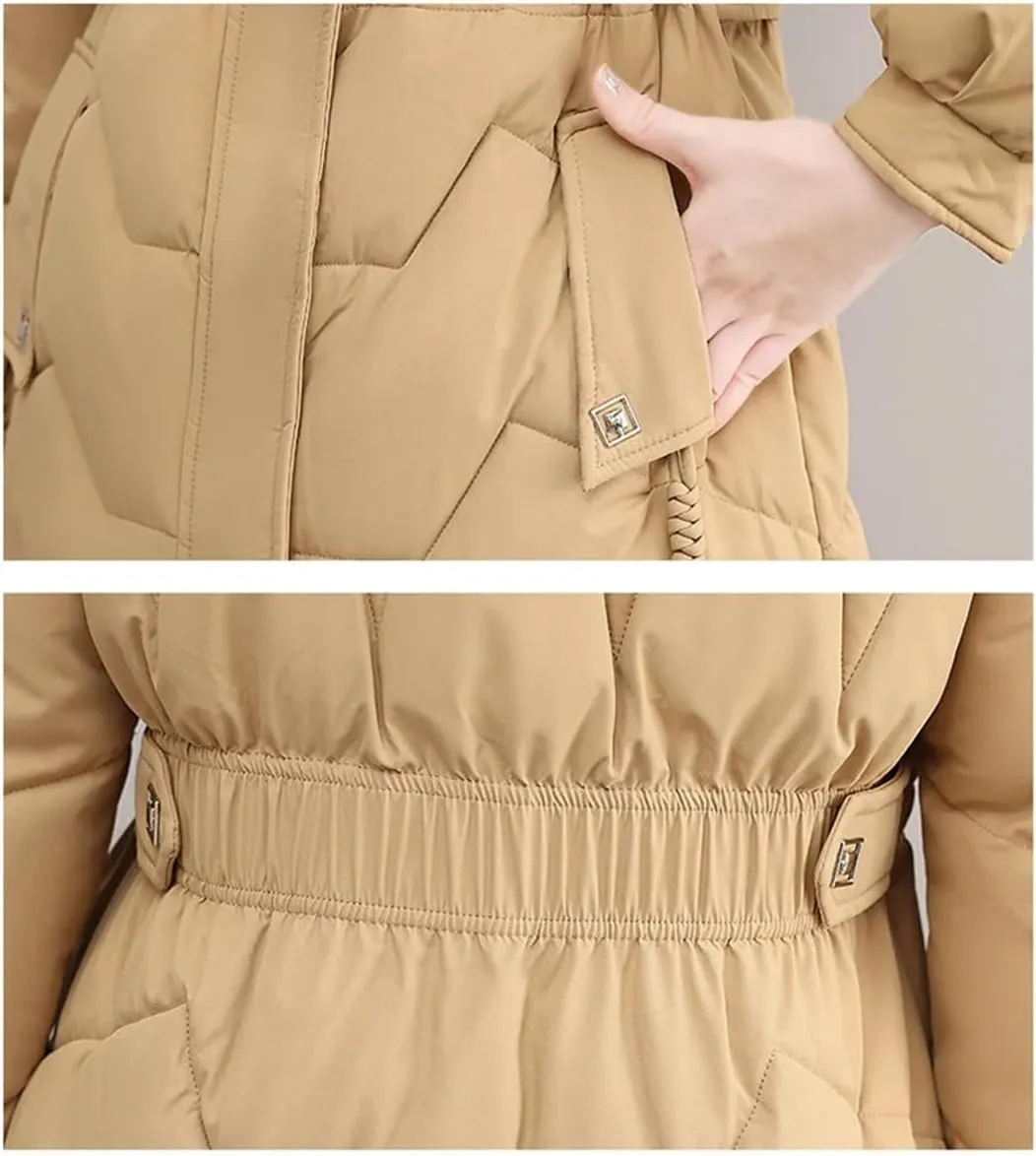 Women's Parkas Down Cotton Jacket Solid Hooded Mid Long Cotton Padded Jacket Female Warm Winter Jacke Coats