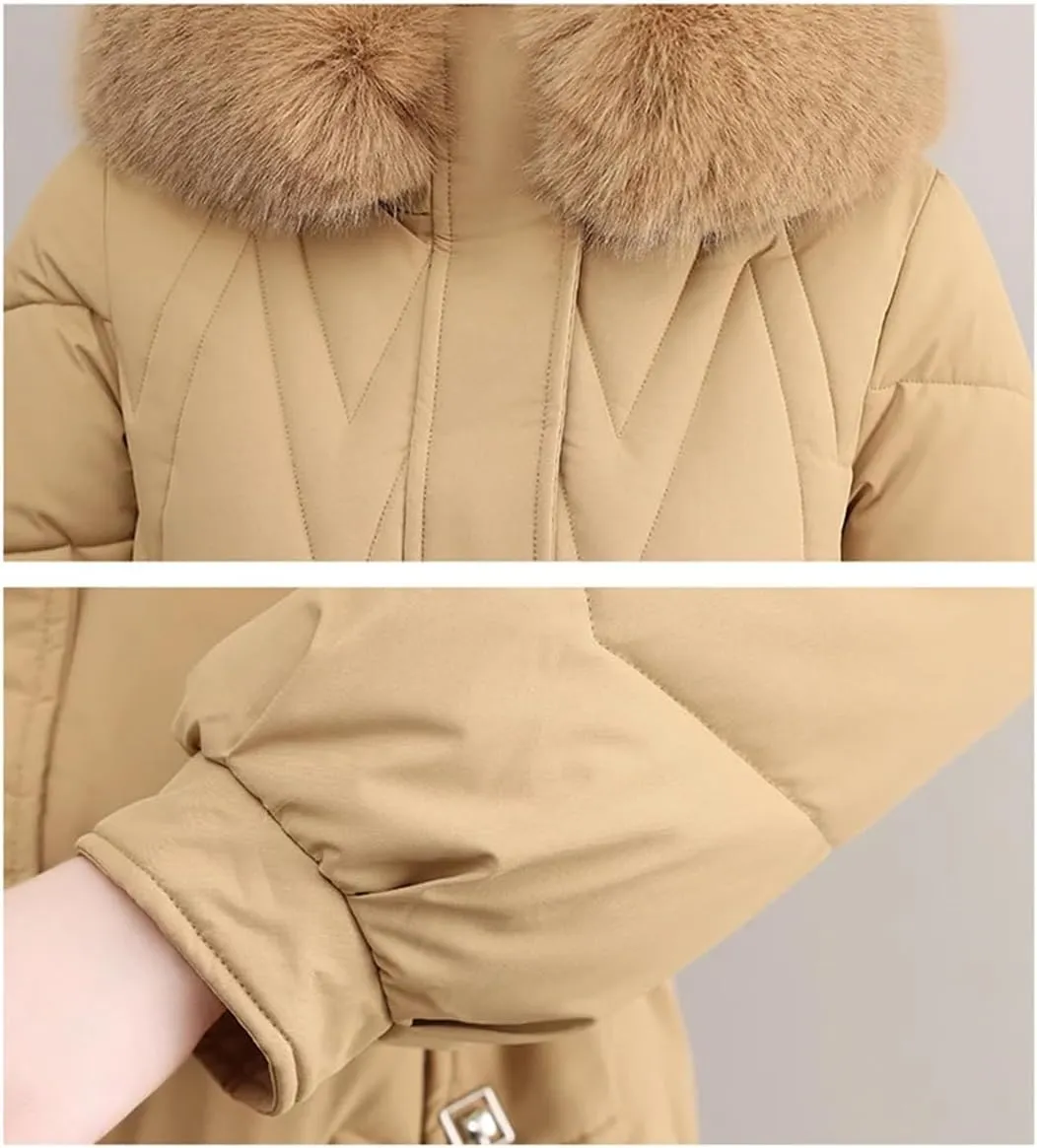 Women's Parkas Down Cotton Jacket Solid Hooded Mid Long Cotton Padded Jacket Female Warm Winter Jacke Coats