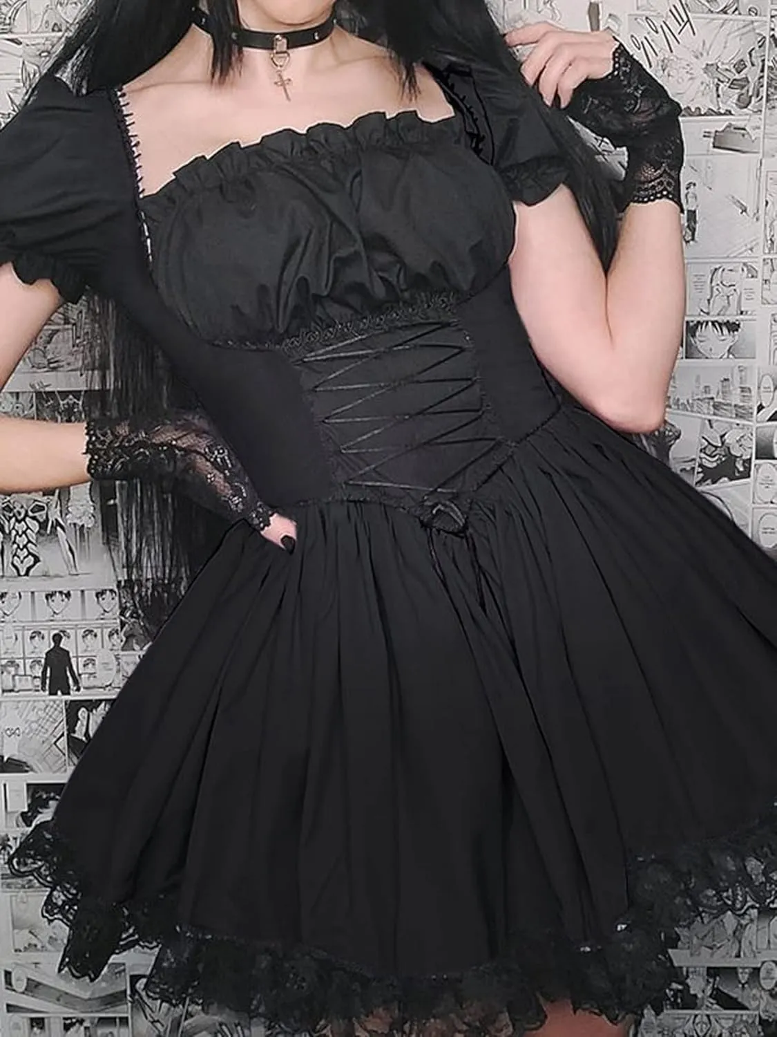 Women's Party Mesh Grunge Dress Tulle Ruffle Spaghetti Strap A Line Mini Dress