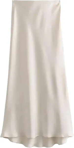WomenS Pleated Midi Satin Skirt - Vintage Mid Elastic Waist Skirts A-Line Midi Skirts for Party Wedding
