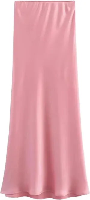 WomenS Pleated Midi Satin Skirt - Vintage Mid Elastic Waist Skirts A-Line Midi Skirts for Party Wedding