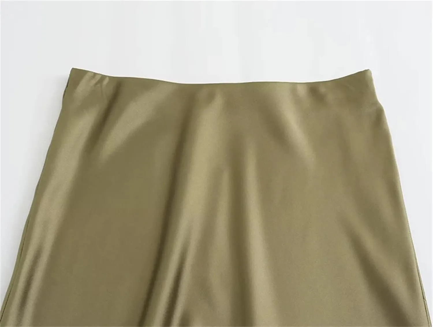 WomenS Pleated Midi Satin Skirt - Vintage Mid Elastic Waist Skirts A-Line Midi Skirts for Party Wedding