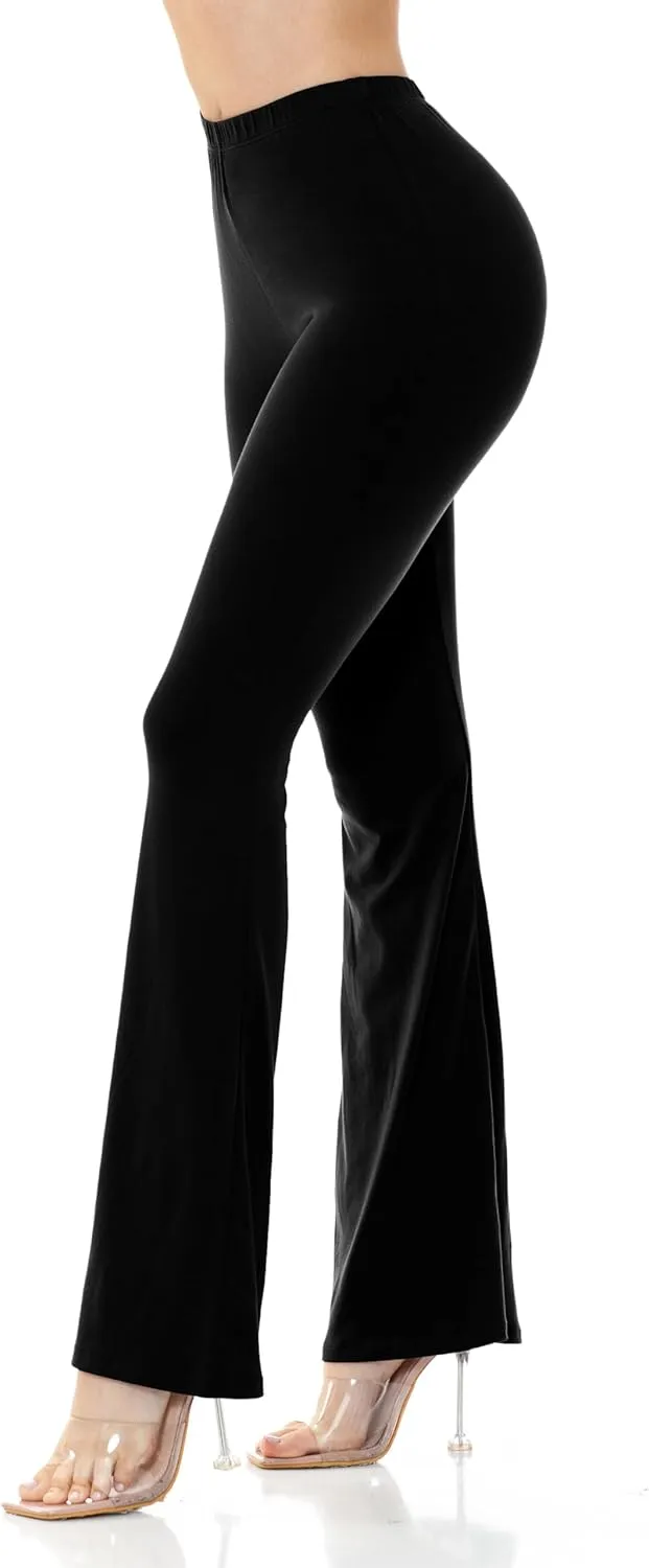 Women's Premium Flare Legging Yoga Pants Palazzo Pants Form Fitting Comfty High Waist Bell Bottom Pants