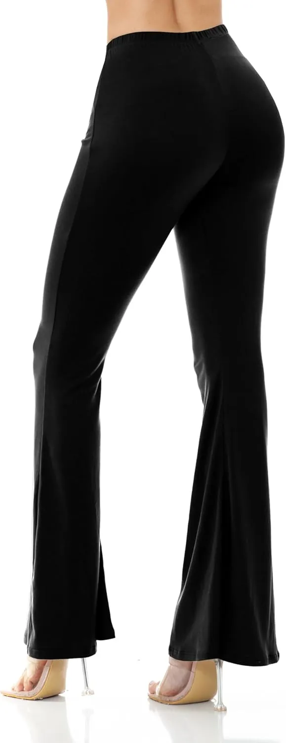 Women's Premium Flare Legging Yoga Pants Palazzo Pants Form Fitting Comfty High Waist Bell Bottom Pants