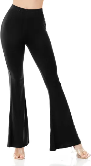 Women's Premium Flare Legging Yoga Pants Palazzo Pants Form Fitting Comfty High Waist Bell Bottom Pants