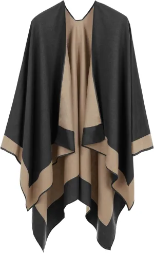 Women's Shawl Wraps Open Front Poncho Cape Oversized Sweaters Casual Cardigan Shawls for Fall Winter