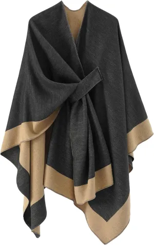 Women's Shawl Wraps Open Front Poncho Cape Oversized Sweaters Casual Cardigan Shawls for Fall Winter