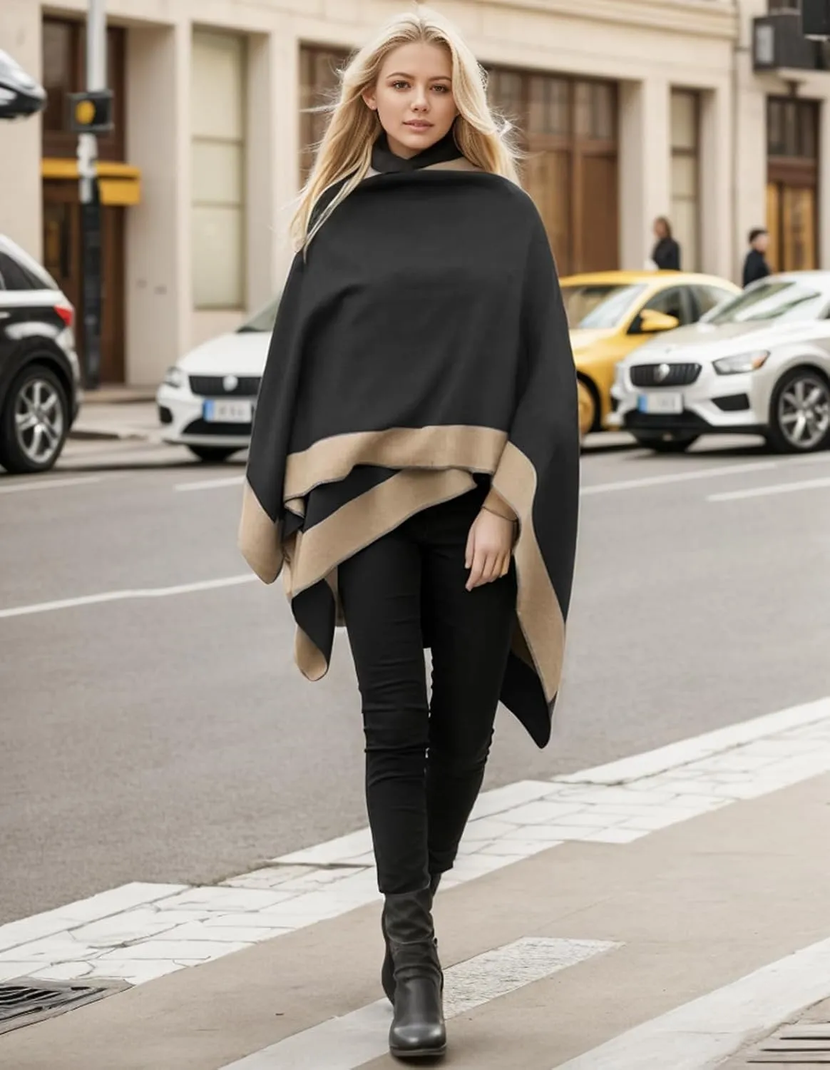 Women's Shawl Wraps Open Front Poncho Cape Oversized Sweaters Casual Cardigan Shawls for Fall Winter
