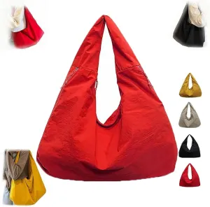 Women's Solid Color Textured Draped Tote Bag, Solid Color Texture Pleated Tote Bag, Large Capacity Handbag