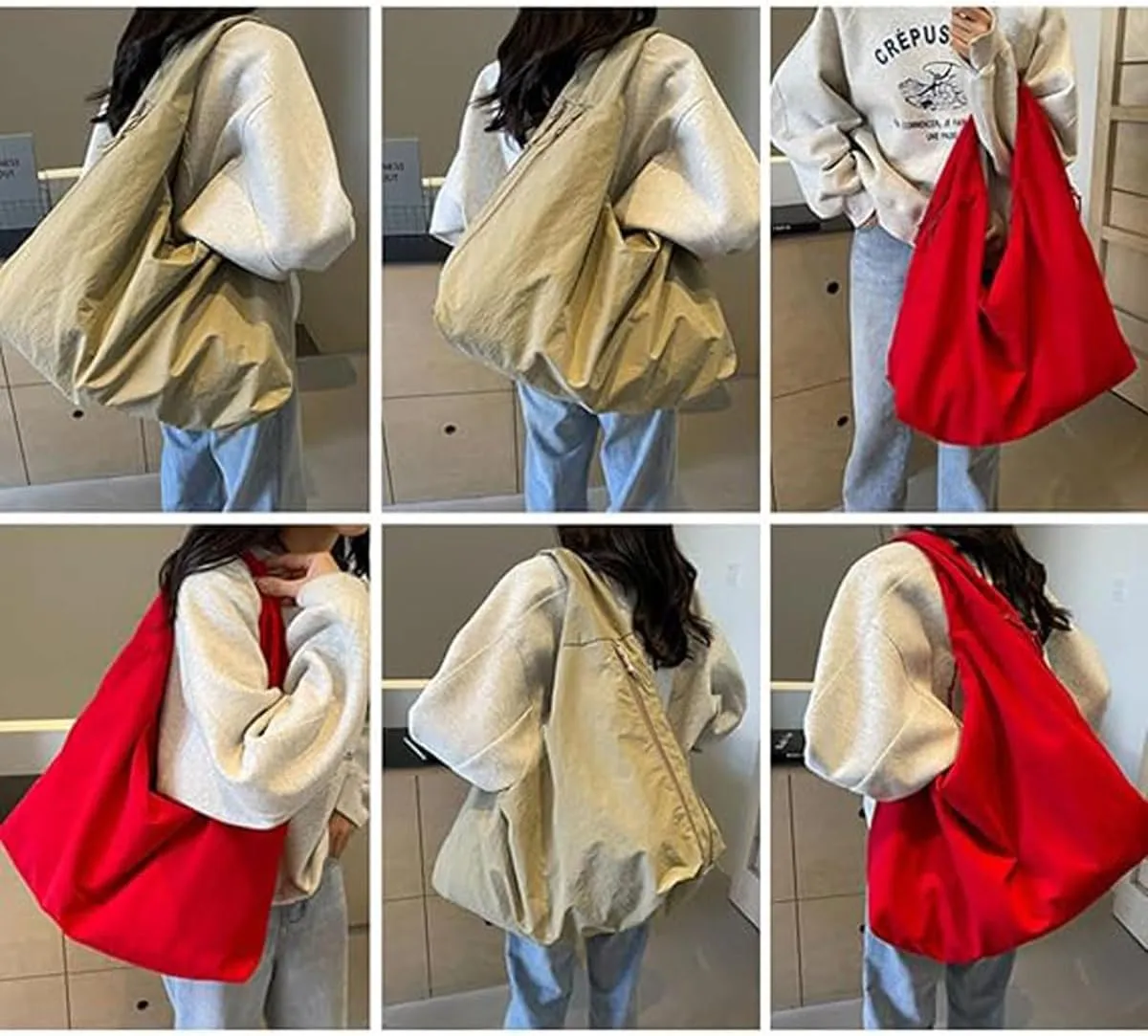 Women's Solid Color Textured Draped Tote Bag, Solid Color Texture Pleated Tote Bag, Large Capacity Handbag