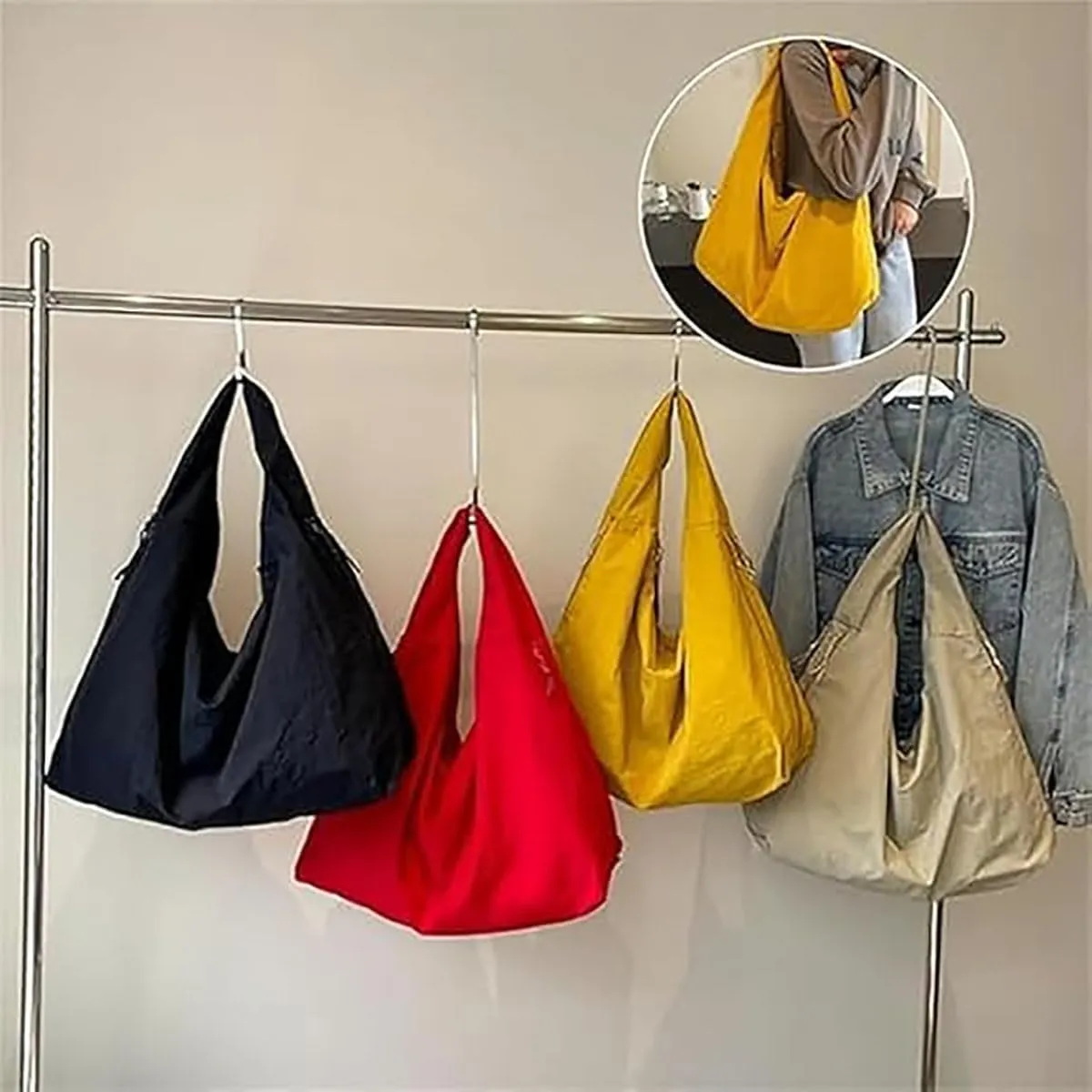 Women's Solid Color Textured Draped Tote Bag, Solid Color Texture Pleated Tote Bag, Large Capacity Handbag