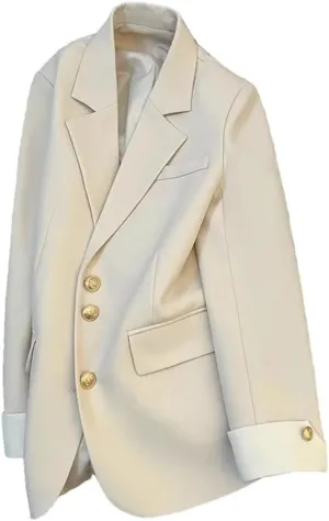 Women's Spring Long Sleeve Blazers Winter Office Lady Solid Casual Single Breasted Notched Suit Jackets