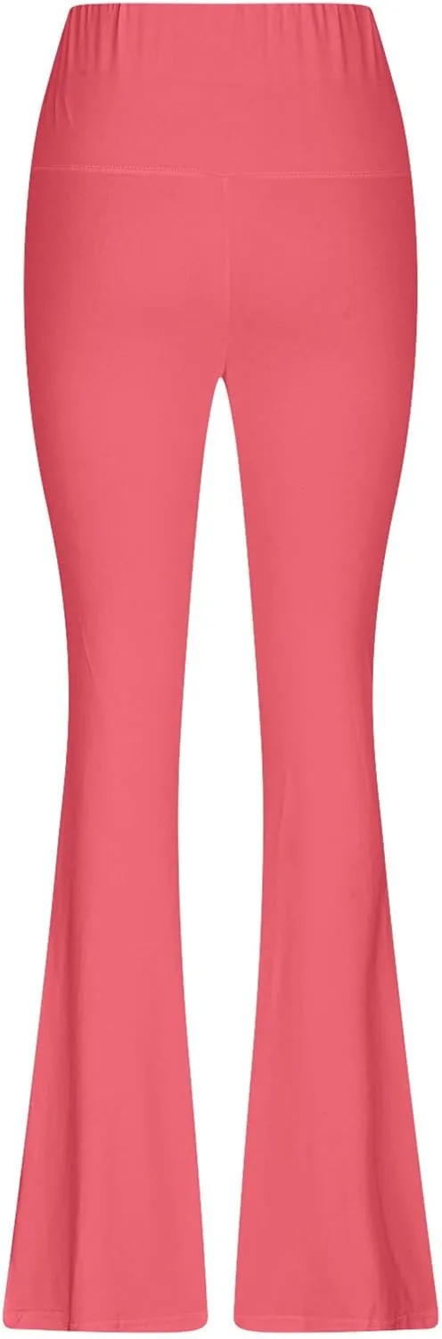 Womens Stretch Yoga Pants Tummy Control Flare Leggings High Waist Lounge Bell Pants Fitting Hip Shaping Tights