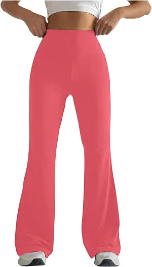 Womens Stretch Yoga Pants Tummy Control Flare Leggings High Waist Lounge Bell Pants Fitting Hip Shaping Tights