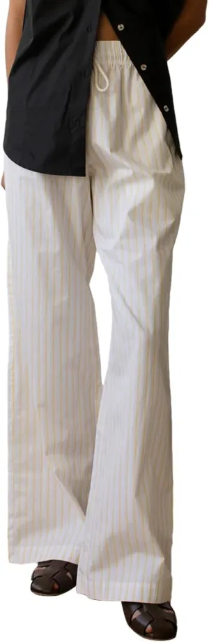 Womens Striped Wide Leg Pants Casual Loose Elastic High Waist Drawstring Trousers Lounge Pajama Pants Bottoms