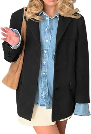 Women's Suede Jacket - Vintage Brown Suede Winter Jacket Old Money Aesthetic Faux Leather Suede Coat Women Y2k Outerwear