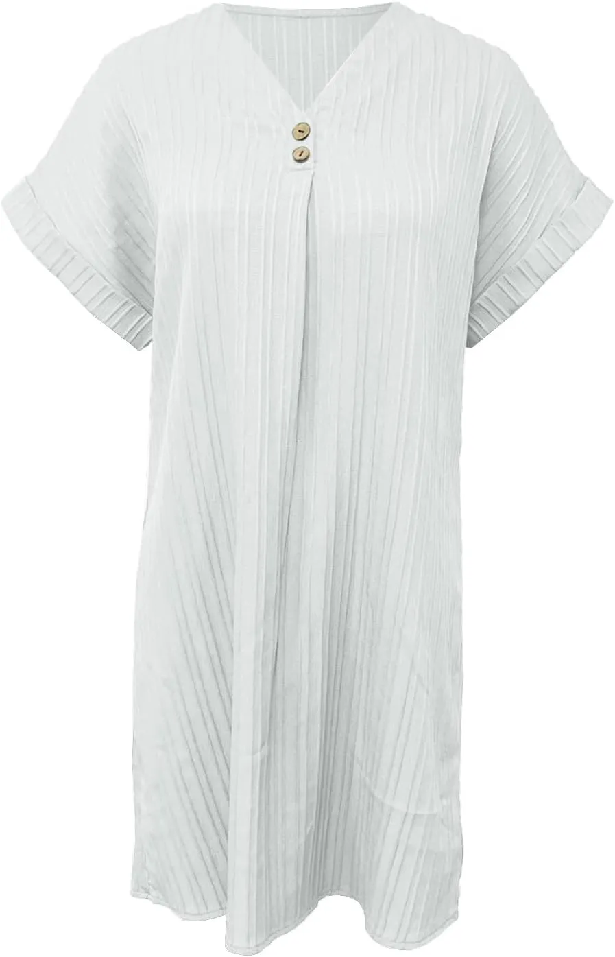Women's Summer Casual T Shirt Dresses Short Sleeve Button Down Swing Dress, XX-Large, Green