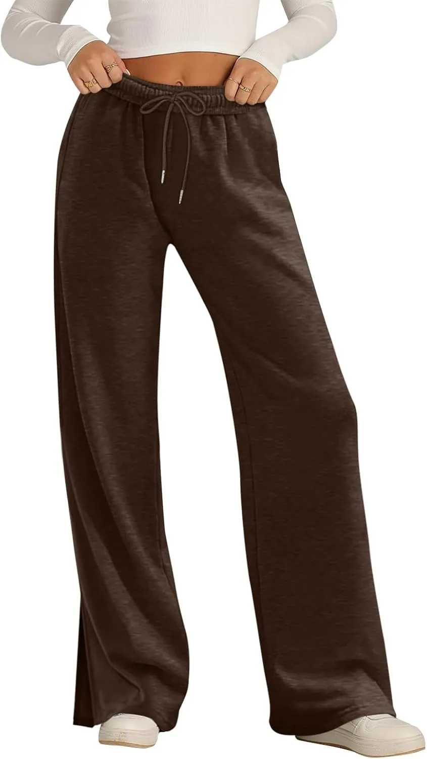 Women's Wide Leg Sweatpants Baggy Loose Sweat Pants Trendy Drawstring High Waisted Joggers Casual Trousers Pants