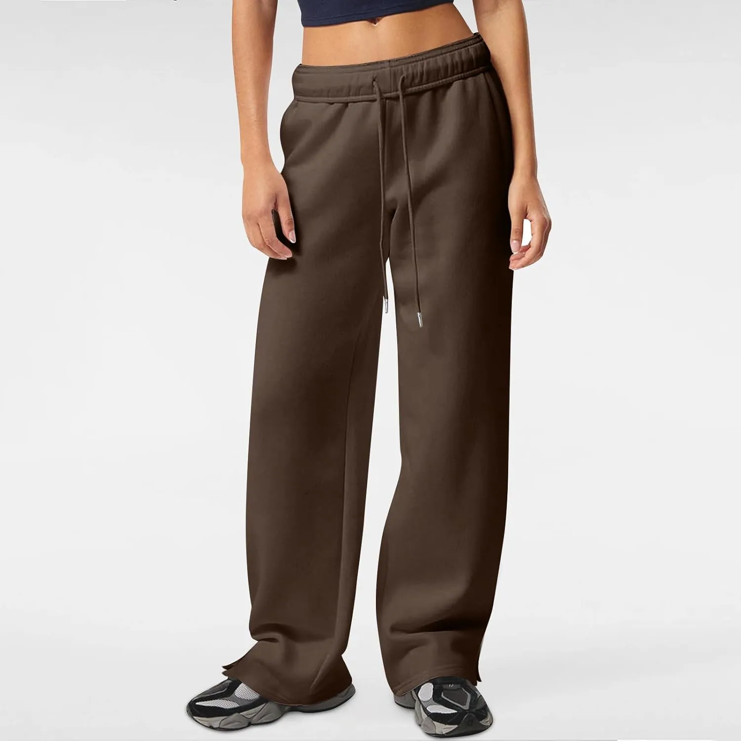Women's Wide Leg Sweatpants Baggy Loose Sweat Pants Trendy Drawstring High Waisted Joggers Casual Trousers Pants