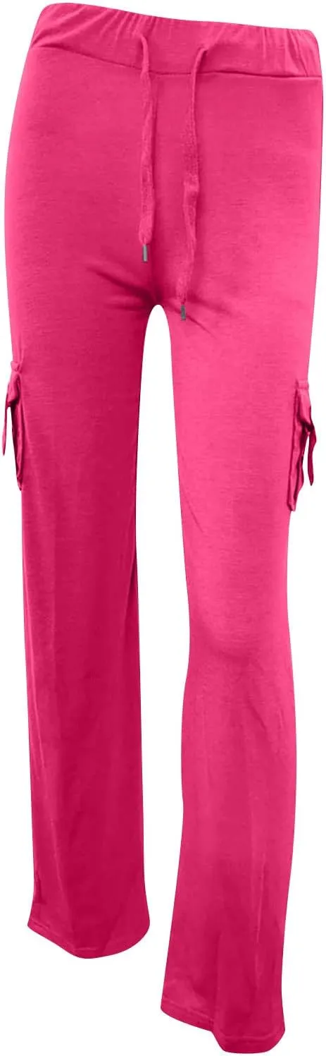 Womens Wide Leg Yoga Pants Cargo Wide Leg Yoga Trouser Plus Size Flare Bootcut Leggings with Pockets