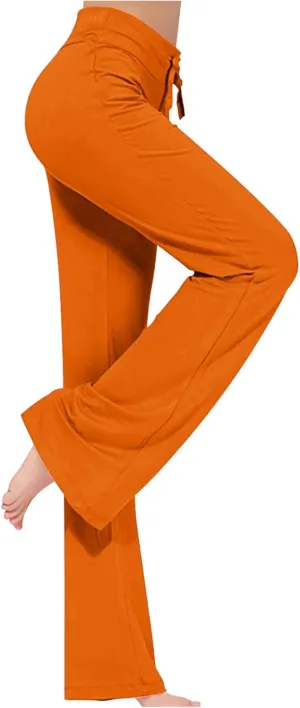 Womens Wide Leg Yoga Pants High Waist Tummy Control Loose Comfy Lounge Trousers Drawstring Workout Leggings