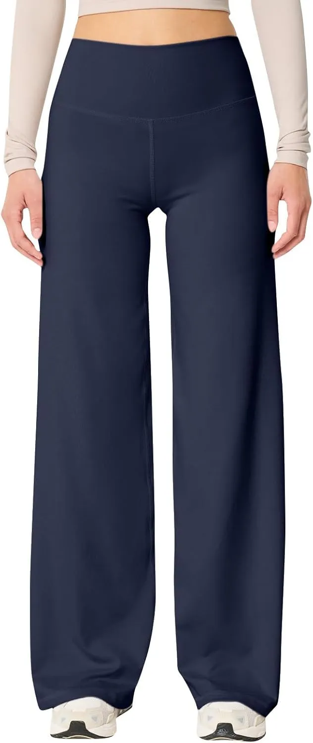Womens Wide Leg Yoga Pants Stretch High Waist Baggy Workout Pants Tummy Control Gym Trouser Pants 2025