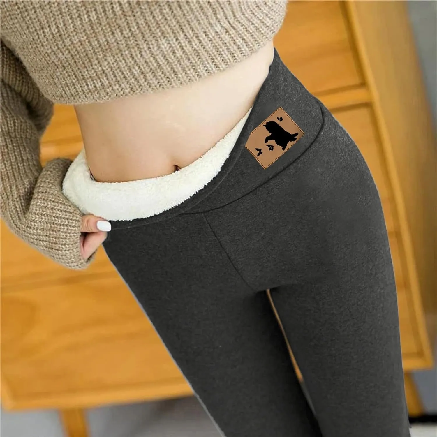 Womens Winter Casual Solid Color Elastic High Waist Home Workout Trousers Pants Ski Thermals