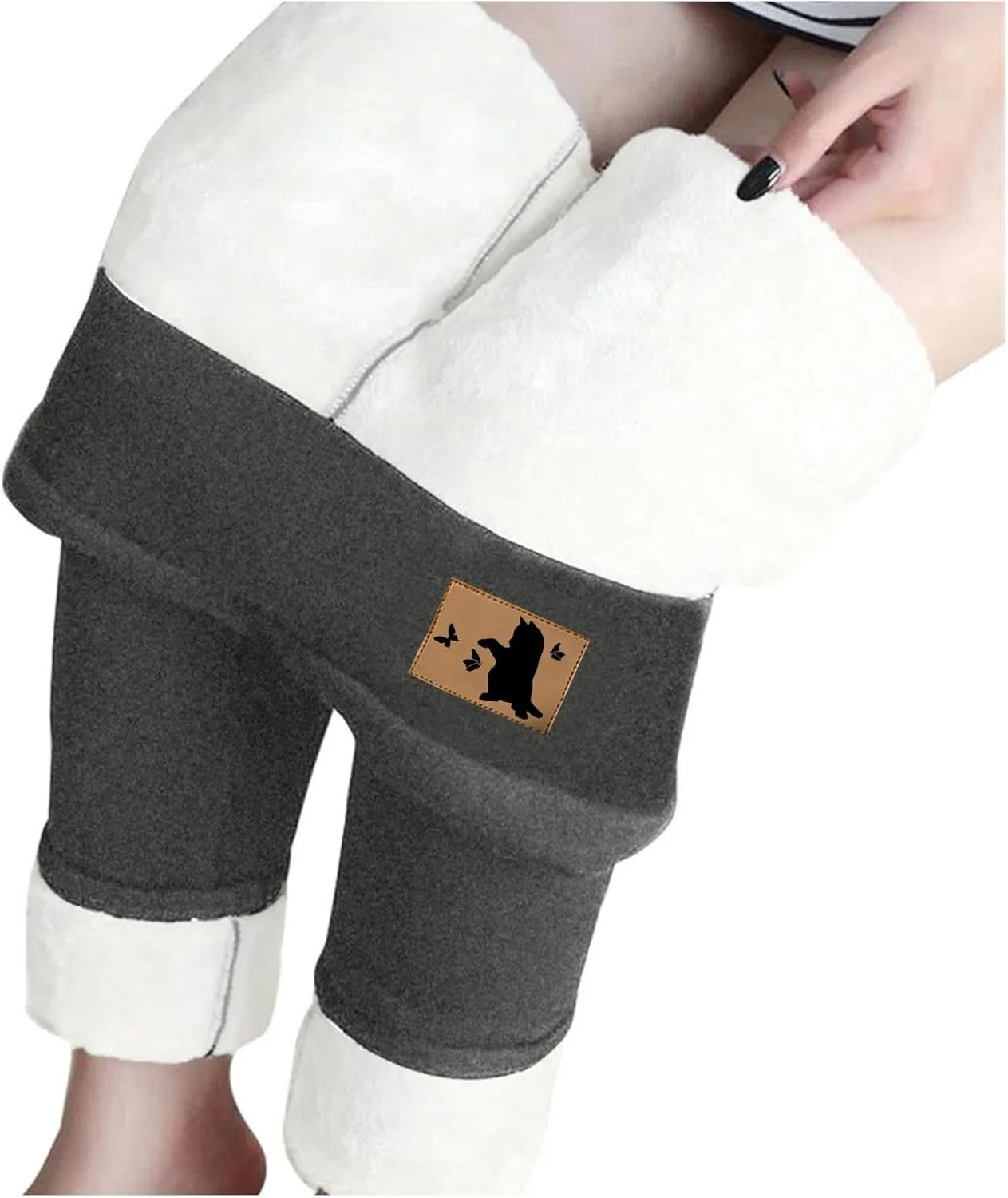 Womens Winter Casual Solid Color Elastic High Waist Home Workout Trousers Pants Ski Thermals