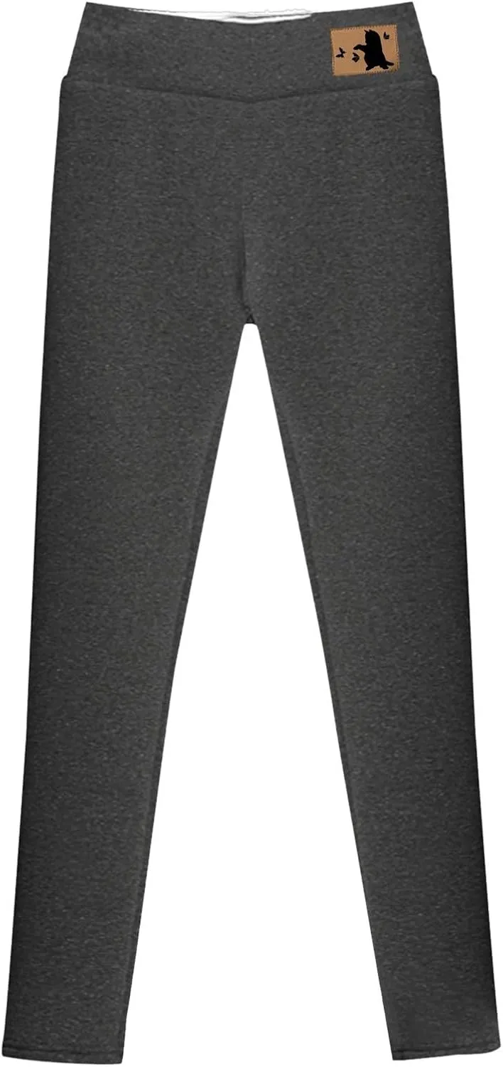 Womens Winter Casual Solid Color Elastic High Waist Home Workout Trousers Pants Ski Thermals