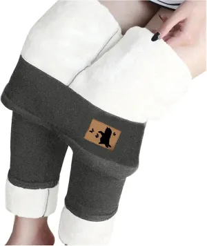 Womens Winter Casual Solid Color Elastic High Waist Home Workout Trousers Pants Ski Thermals