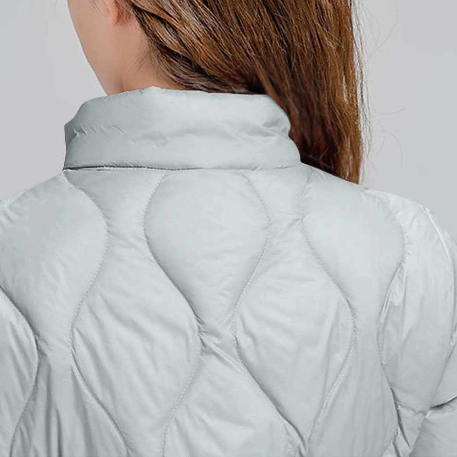Women's Winter Warm Jacket Fashion Solid Color Stand Collar Long Sleeves Lightweight Down Cotton Parkas Jacket