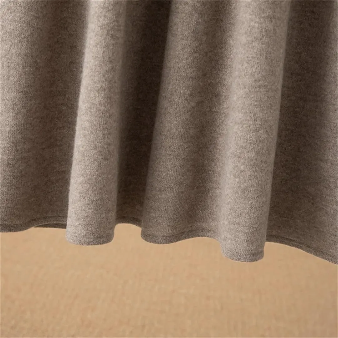 Women's Wool Knitted Skirt Casual Pleated Solid Color Stretch High Waist Office Midi Skirts