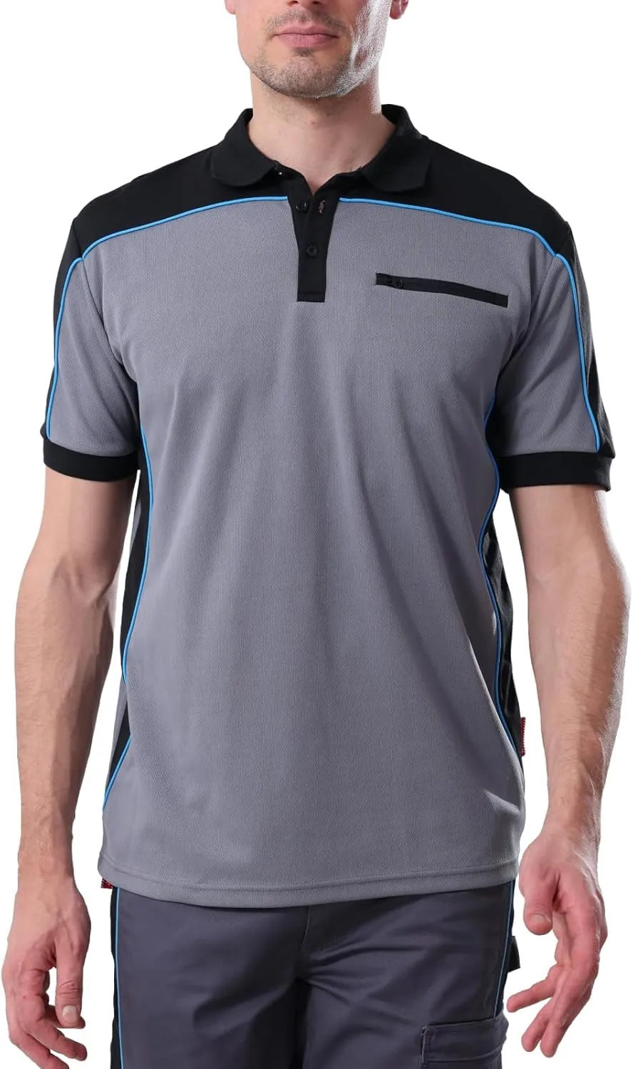 WORK IDEA Men's Polo Shirt Short Sleeve Breathable Work Shirts Golf Polo Tennis T-Shirt Tops